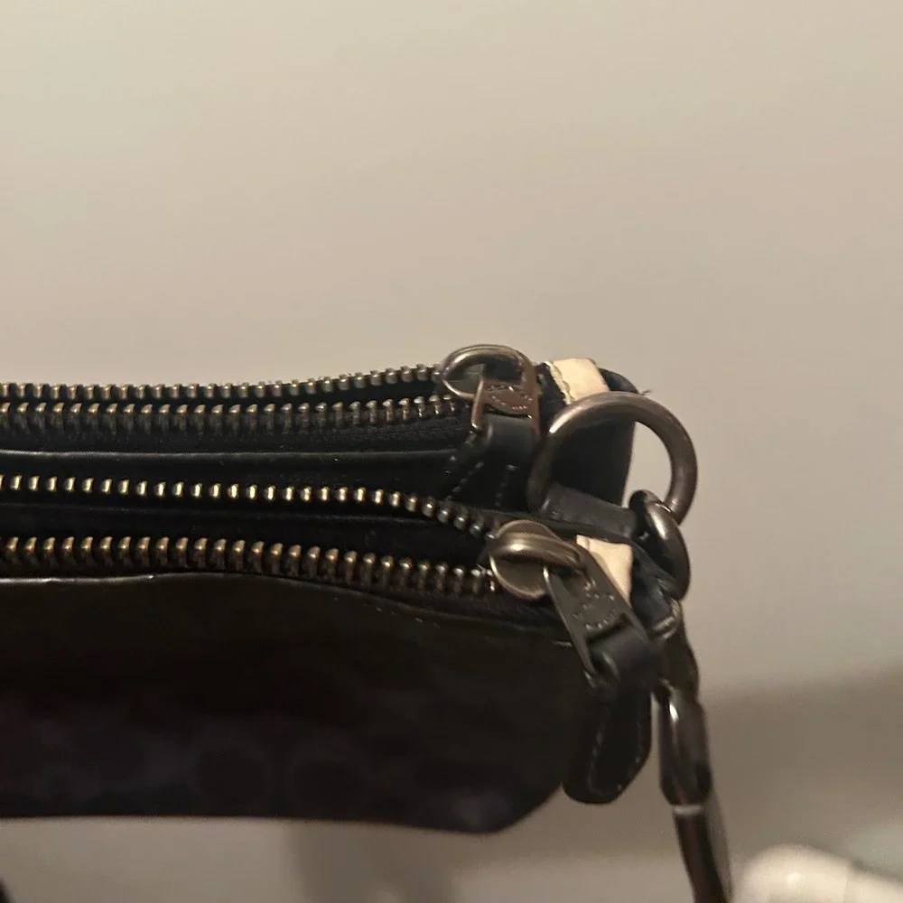Coach Crossbody Bag Womens Black Signature Monogram Collegiate Shoulder CB915